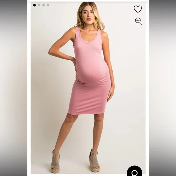 PinkBlush Pink Sleeveless Ruched Fitted Maternity Dress PinkBlush Pink Sleeveless Ruched Fitted Maternity Dress